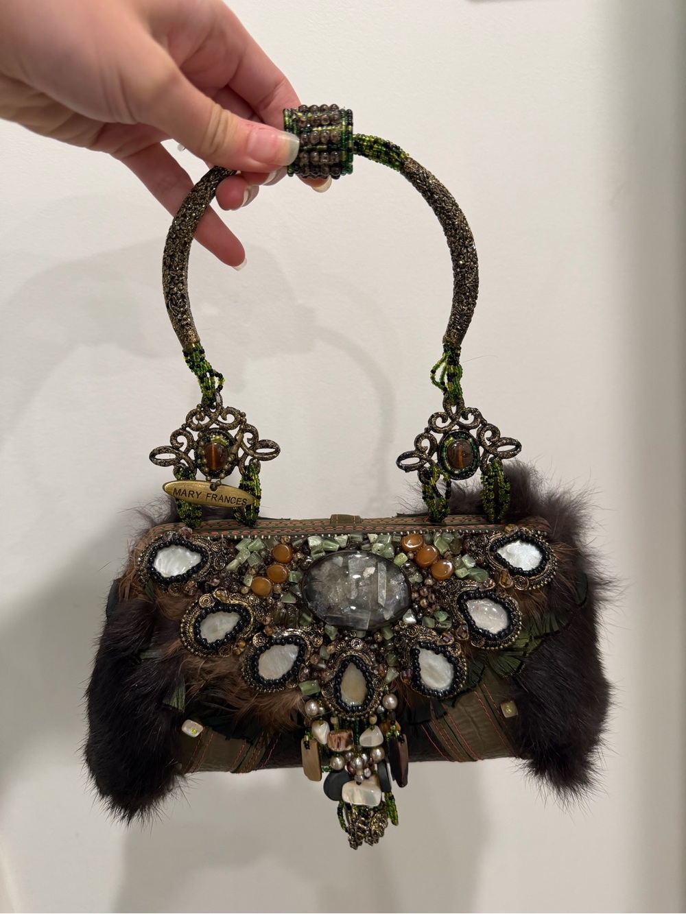Mary Frances vintage excellent condition beaded Embellished green handbag